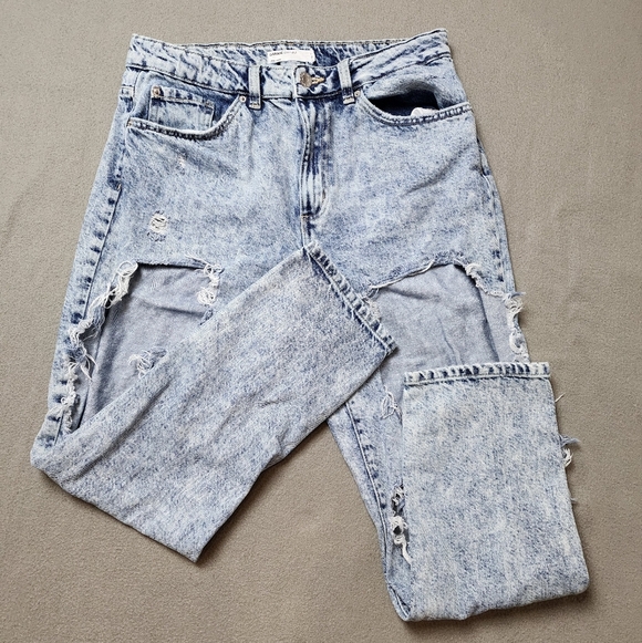 Garage Distressed Destroyed High Waisted Mom Jeans acid Wash 11/30 - Picture 6 of 11